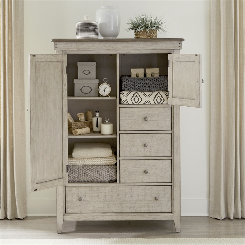 Pemberly Row Door Chest with Adjustable Shelves in Weathered Linen