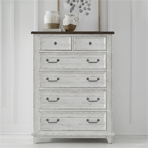 Pemberly Row 6 Drawer Chest with Cedar Lined Drawers in Riverstone White