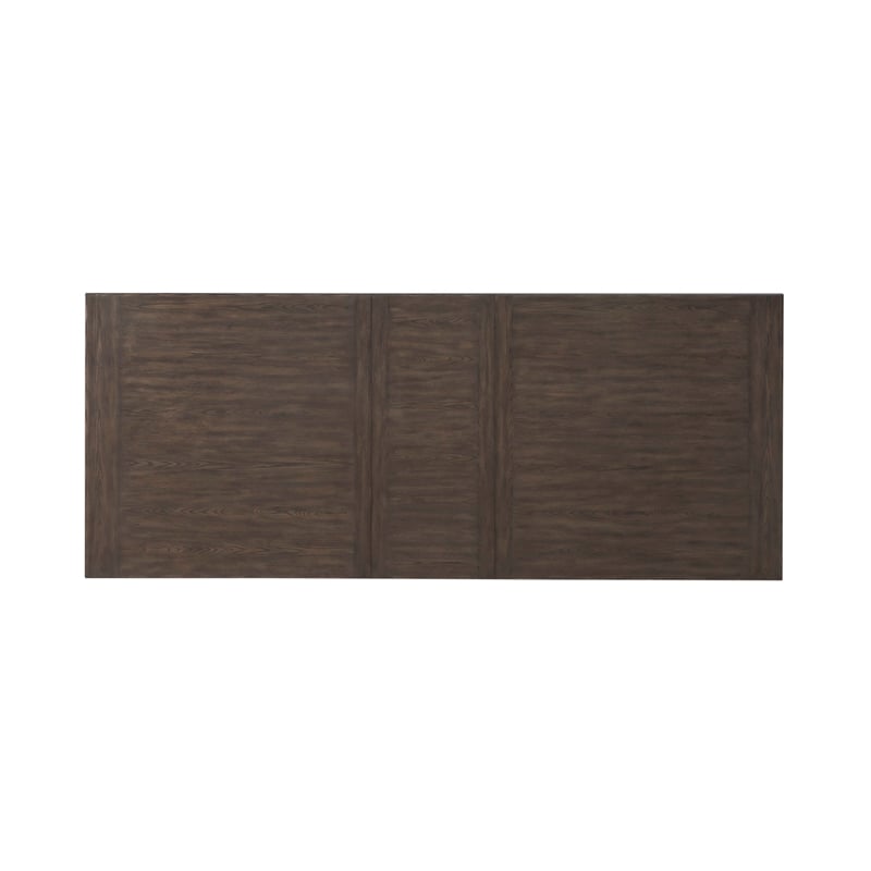Pemberly Row Trestle Table Set with Easy Glide Leaf in Brown