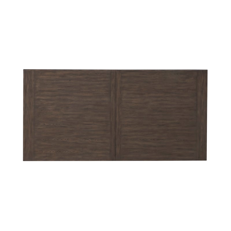 Pemberly Row Trestle Table Set with Easy Glide Leaf in Brown