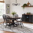 Pemberly Row 5 Piece Wood Pedestal Dining Table Set in Black