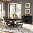 Pemberly Row 5 Piece Wood Pedestal Dining Table Set in Black
