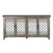 Pemberly Row Multi 4 Door Accent Cabinet with Wire Management in Brown