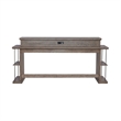 Pemberly Row Wood Console Bar Table with Charging Station in Burnished Beige