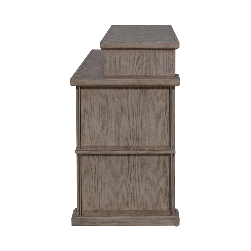 Pemberly Row Wood Console Bar Table with Charging Station in Burnished Beige