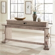 Pemberly Row Wood Console Bar Table with Charging Station in Burnished Beige