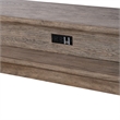 Pemberly Row Wood Console Bar Table with Charging Station in Burnished Beige