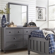 Pemberly Row Dresser & Mirror in Dark Gray with Bun Feet Design