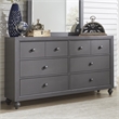 Pemberly Row Dresser & Mirror in Dark Gray with Bun Feet Design