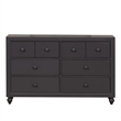 Pemberly Row Dresser & Mirror in Dark Gray with Bun Feet Design