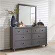 Pemberly Row Dresser & Mirror in Dark Gray with Bun Feet Design