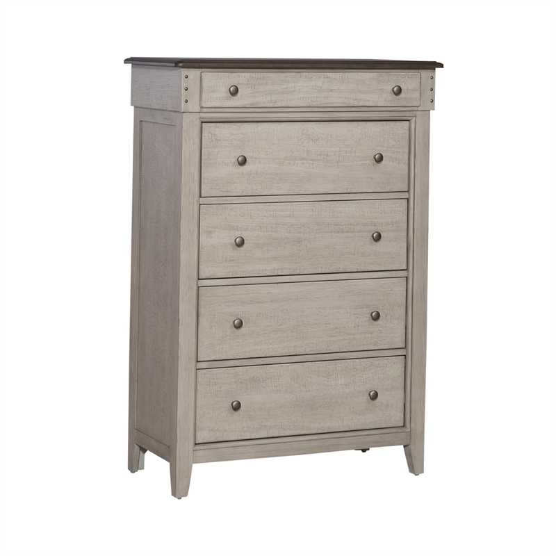 Pemberly Row 5 Drawer Chest with Cedar Lined Drawers in Weathered Linen