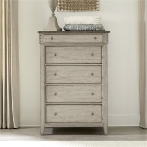 Pemberly Row 5 Drawer Chest with Cedar Lined Drawers in Weathered Linen