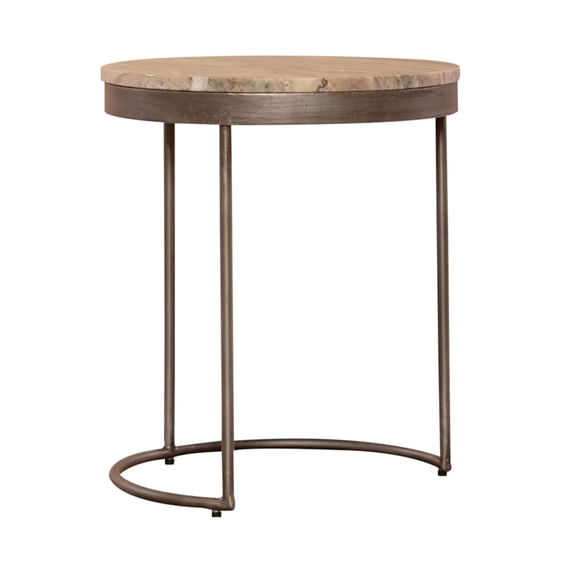 Pemberly Row Nesting Tables with Greystone Marble & Pewter Iron Base