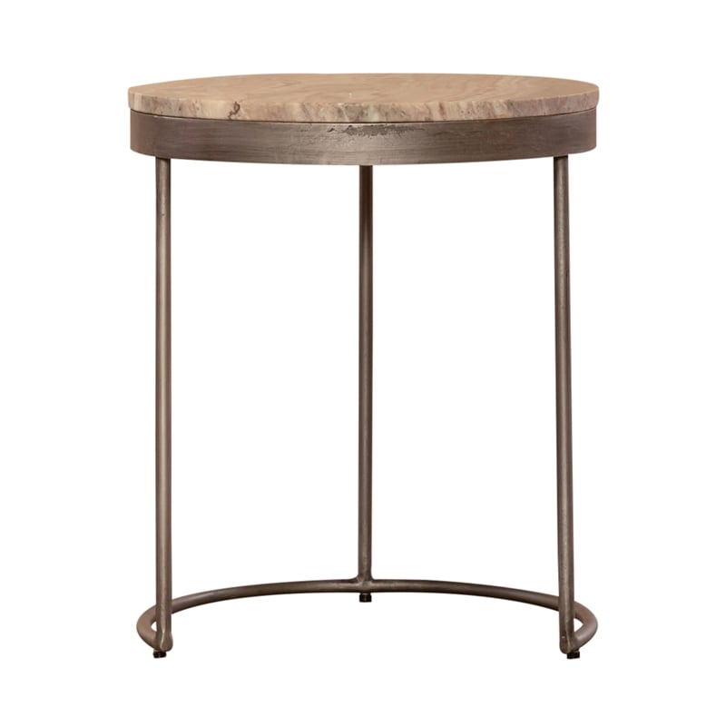 Pemberly Row Nesting Tables with Greystone Marble & Pewter Iron Base