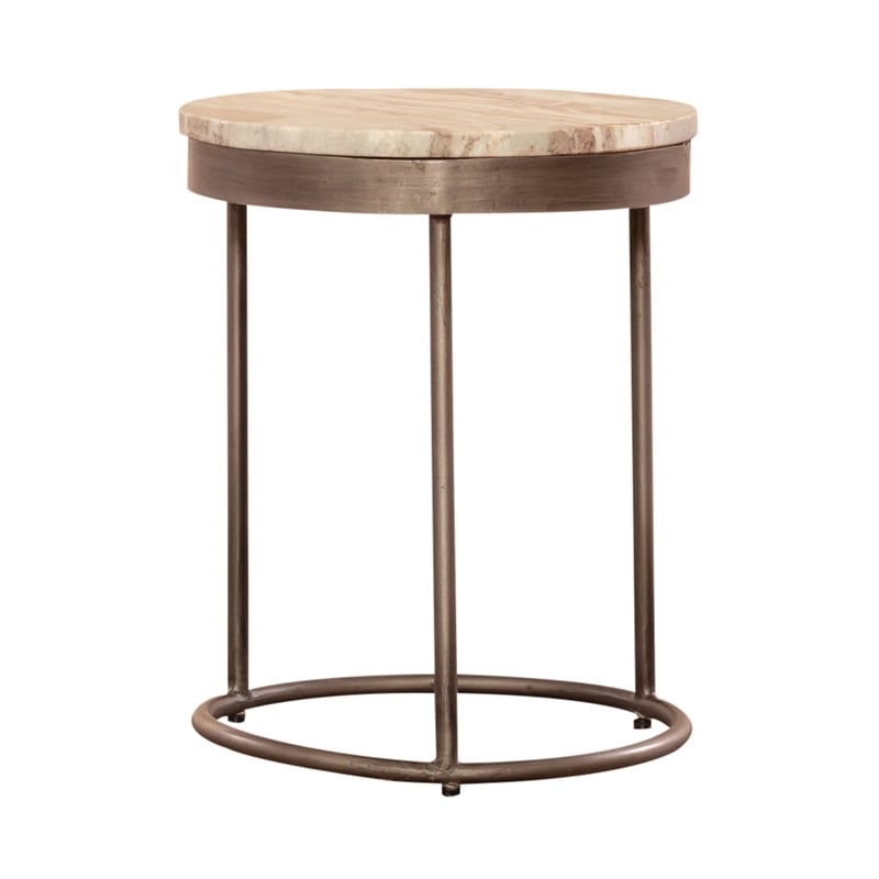 Pemberly Row Nesting Tables with Greystone Marble & Pewter Iron Base