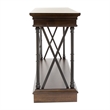 Pemberly Row Sofa Table with X Metal Accents and Walnut Inlay in Brown