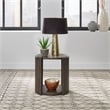 Pemberly Row Round End Table with Starburst Veneer Top in Coffee Bean