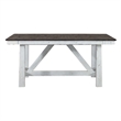 Pemberly Row Farmhouse Trestle Dining Table in Solid Wood White Finish