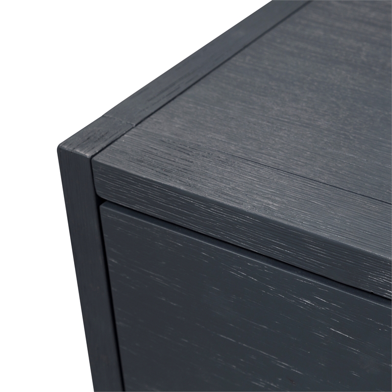 Pemberly Row One Drawer Accent Table with Brass Ring Hardware in Navy