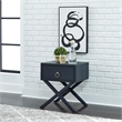 Pemberly Row One Drawer Accent Table with Brass Ring Hardware in Navy