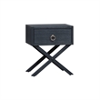 Pemberly Row One Drawer Accent Table with Brass Ring Hardware in Navy