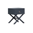 Pemberly Row One Drawer Accent Table with Brass Ring Hardware in Navy