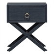 Pemberly Row One Drawer Accent Table with Brass Ring Hardware in Navy