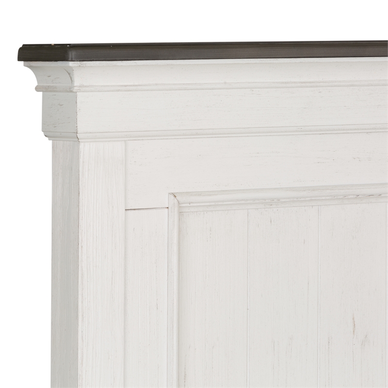 Pemberly Row King Panel Bed in White and Gray with Wirebrushed Finish