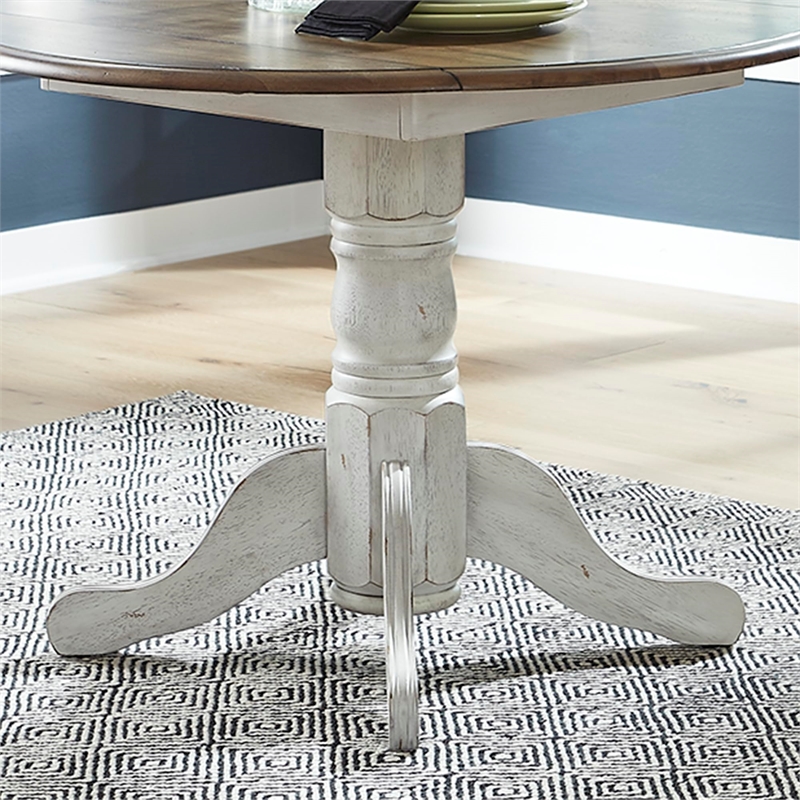 Pemberly Row 3-Piece Drop Leaf Dining Set in Wood and White Finish