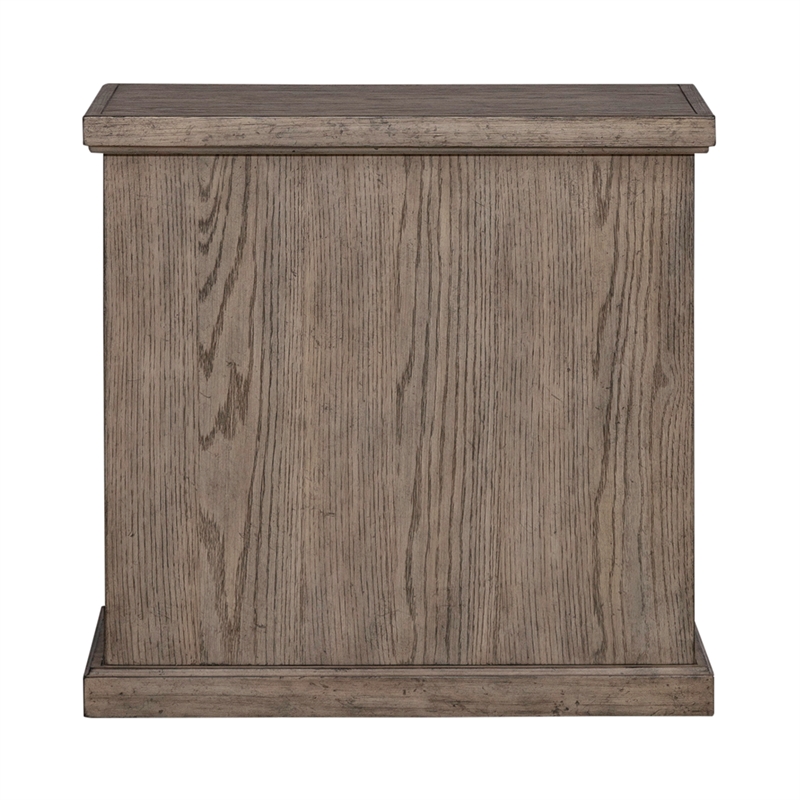 Pemberly Row Wood Chair Side Table with Multiple Shelves in Burnished Beige
