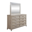 Pemberly Row Dresser and Mirror Set with Dovetail in Washed Taupe