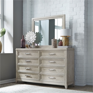 Pemberly Row Dresser and Mirror Set with Dovetail in Washed Taupe