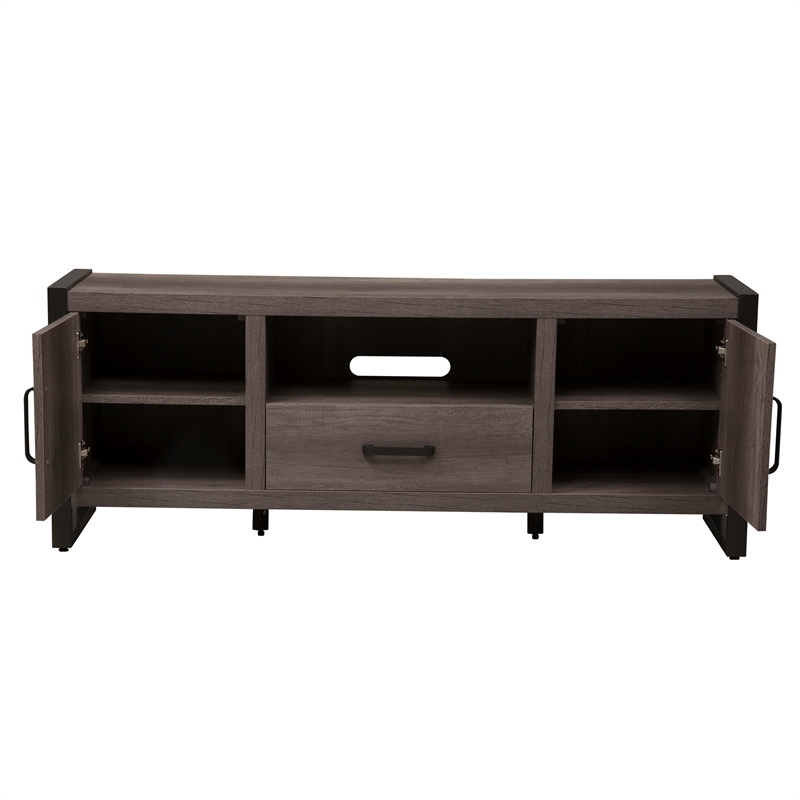 Pemberly Row Melamine Entertainment Center with Piers in Gray