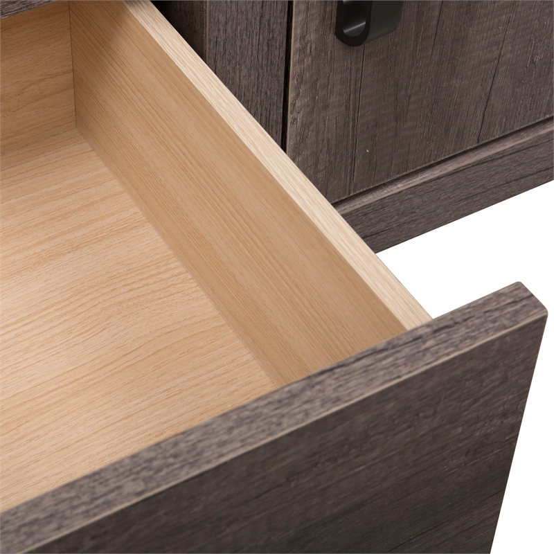 Pemberly Row Melamine Entertainment Center with Piers in Gray
