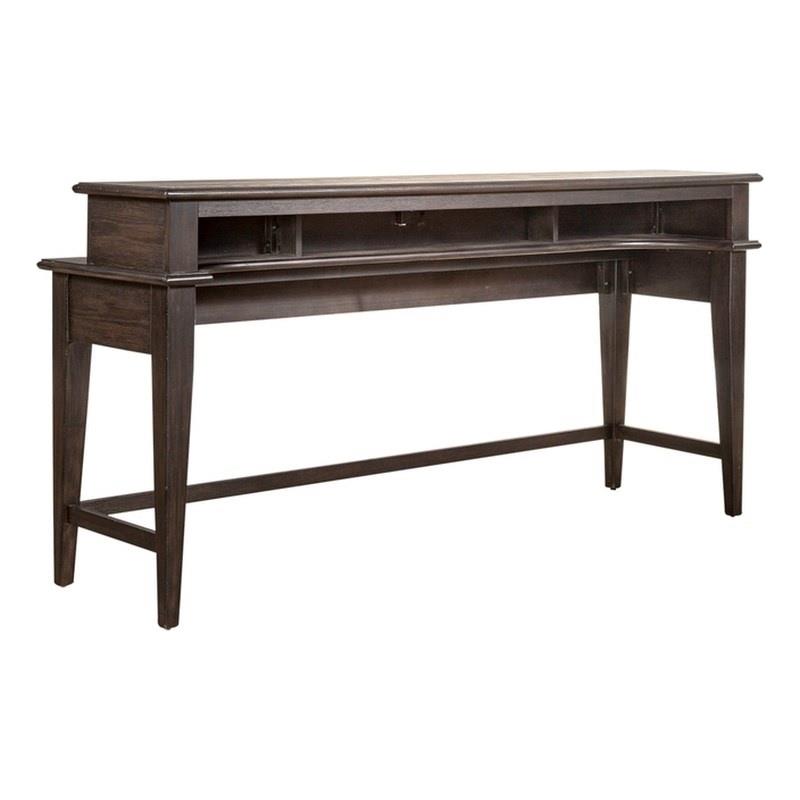 Pemberly Row Wood Console Bar Table with 3 Cubbies in Peppercorn Espresso