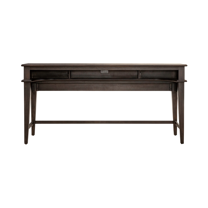 Pemberly Row Wood Console Bar Table with 3 Cubbies in Peppercorn Espresso