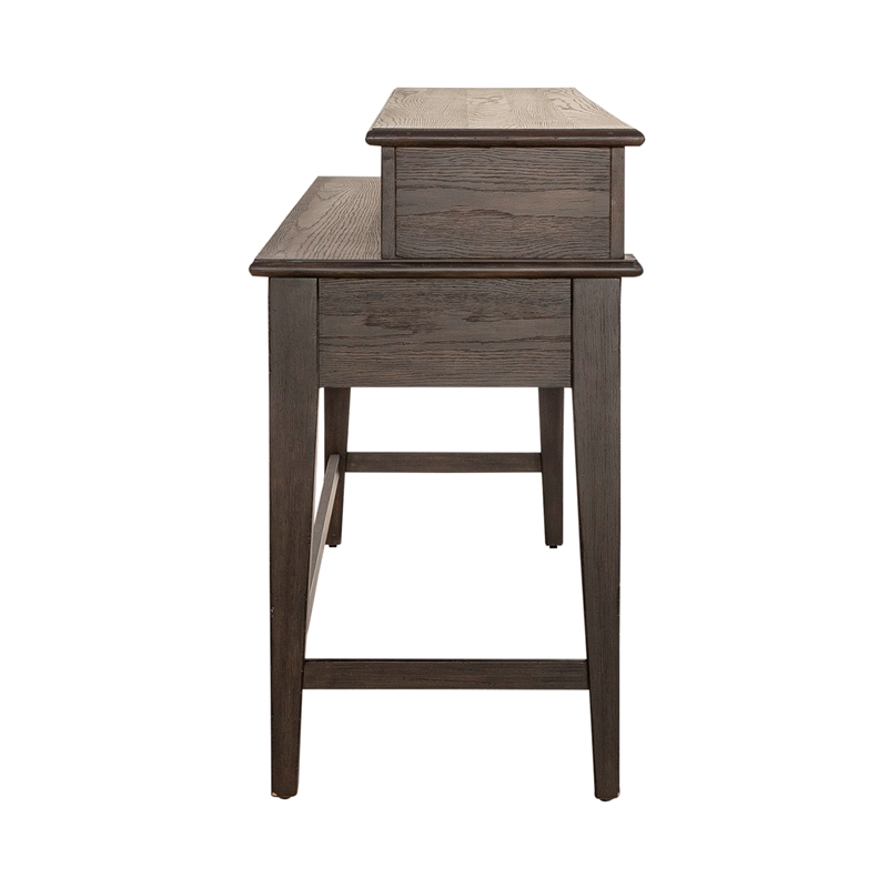 Pemberly Row Wood Console Bar Table with 3 Cubbies in Peppercorn Espresso
