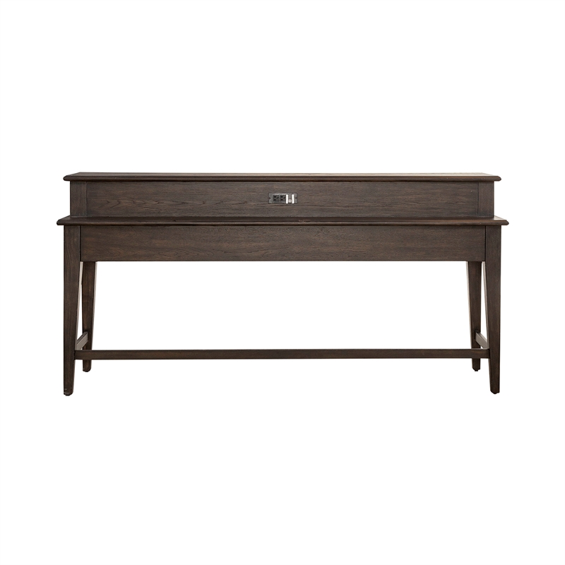 Pemberly Row Wood Console Bar Table with 3 Cubbies in Peppercorn Espresso