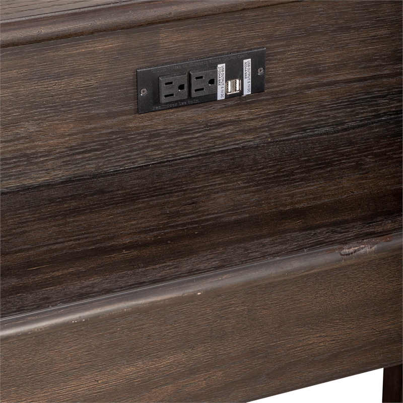 Pemberly Row Wood Console Bar Table with 3 Cubbies in Peppercorn Espresso