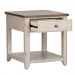 Pemberly Row Farmhouse Antique White 3 Pc Table Set with Storage Shelves