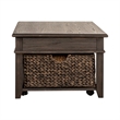 Pemberly Row Wood Cocktail Table with Bead Molding in Peppercorn Espresso