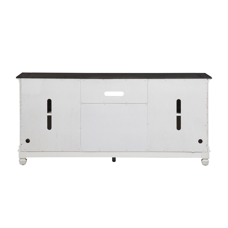 Pemberly Row White 66 Inch TV Console with Dovetail Drawer Construction