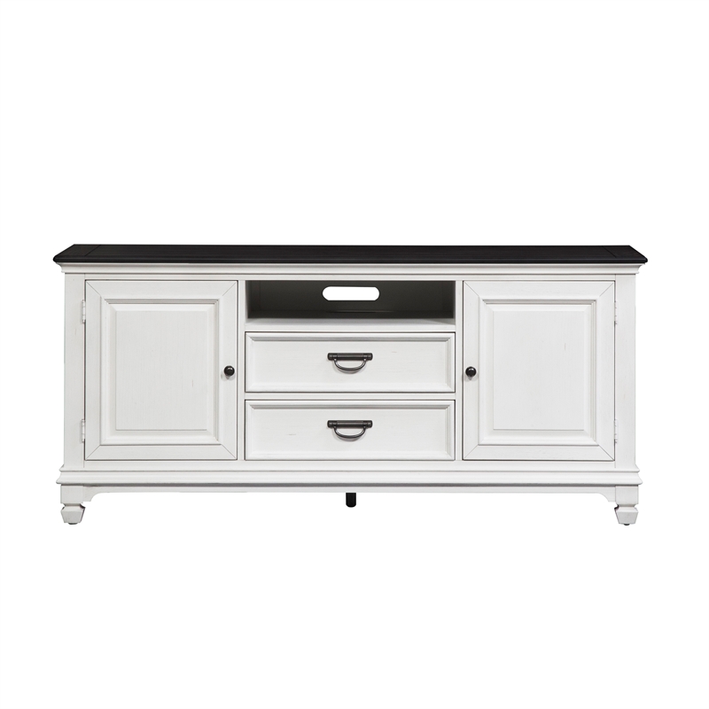 Pemberly Row White 66 Inch TV Console with Dovetail Drawer Construction