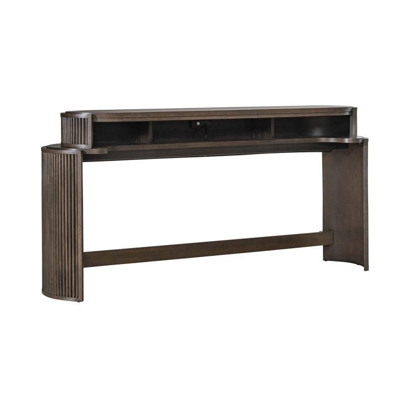 Pemberly Row Console Bar Table with Charging Station in Coffee Bean