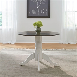 Pemberly Row Drop Leaf Table Set in Wood with White & Gray Finish