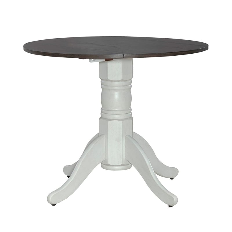 Pemberly Row Drop Leaf Table Set in Wood with White & Gray Finish