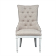 Pemberly Row Beige Hostess Chair Set of 2 with Nail Head and Fluted Legs