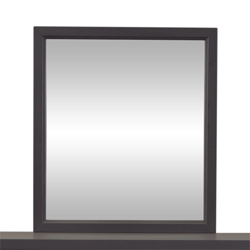 Pemberly Row Dark Gray Mirror with Melamine and Rubberwood Frame