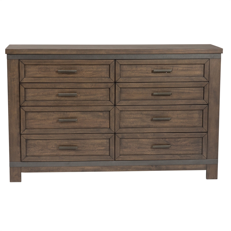 Pemberly Row Thornwood Hills 8 Drawer Dresser in Dark Gray Wood